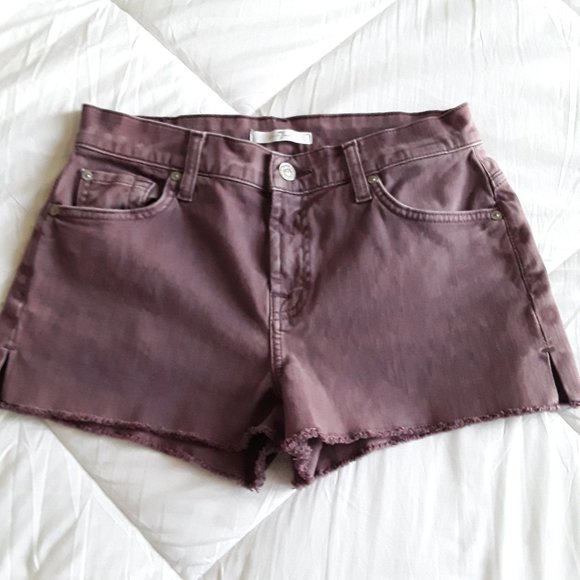 7 For All Mankind Pants - EUC 7 For All Mankind Eggplant Raw Hem Jean Shorts Size 26